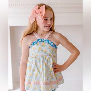 NWT- Matilda Jane Golden Glow Tunic PLUS HAIR BOW in Cotton Candy Eyelet